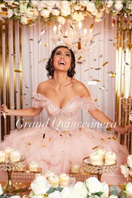 Grand Quinceanera rose xv dress