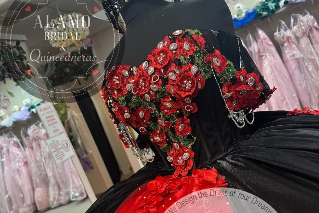 red and black charro dress