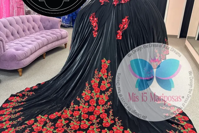 red and black charro dress