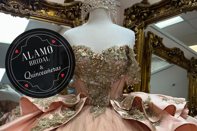 alamo bridal champagne color quinceanera dress