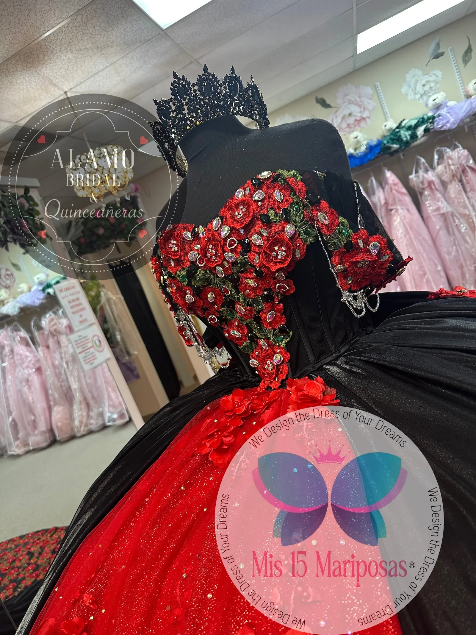 red and black charro dress