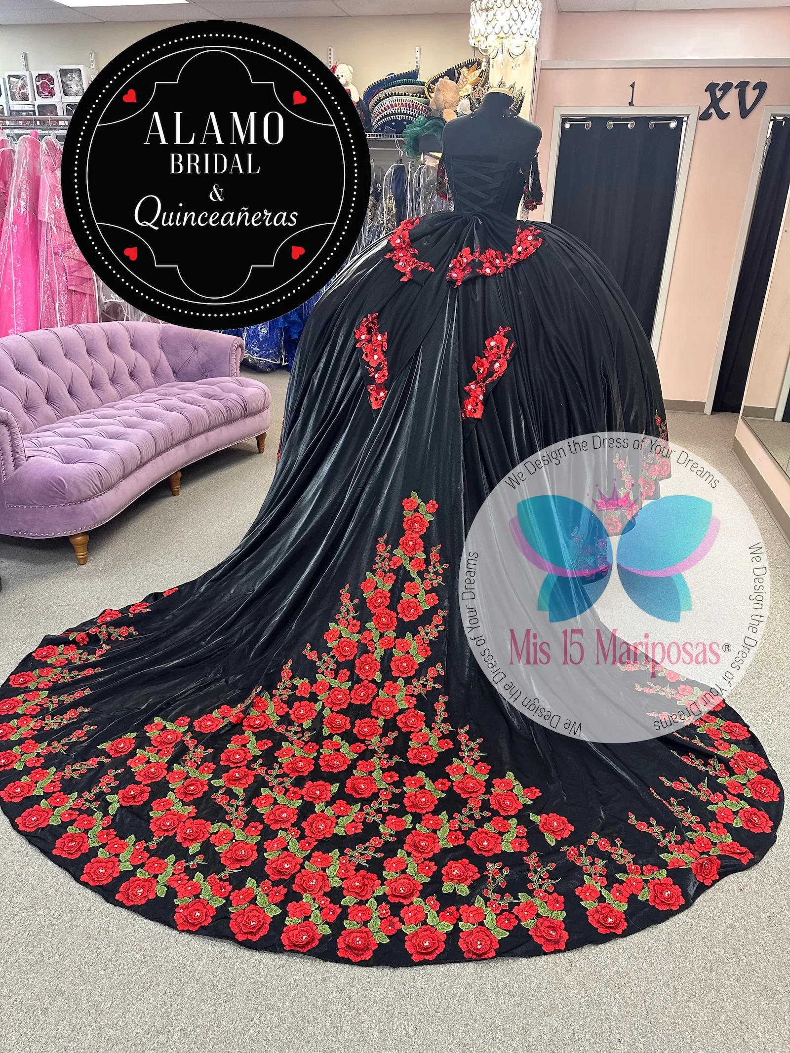 red and black charro dress
