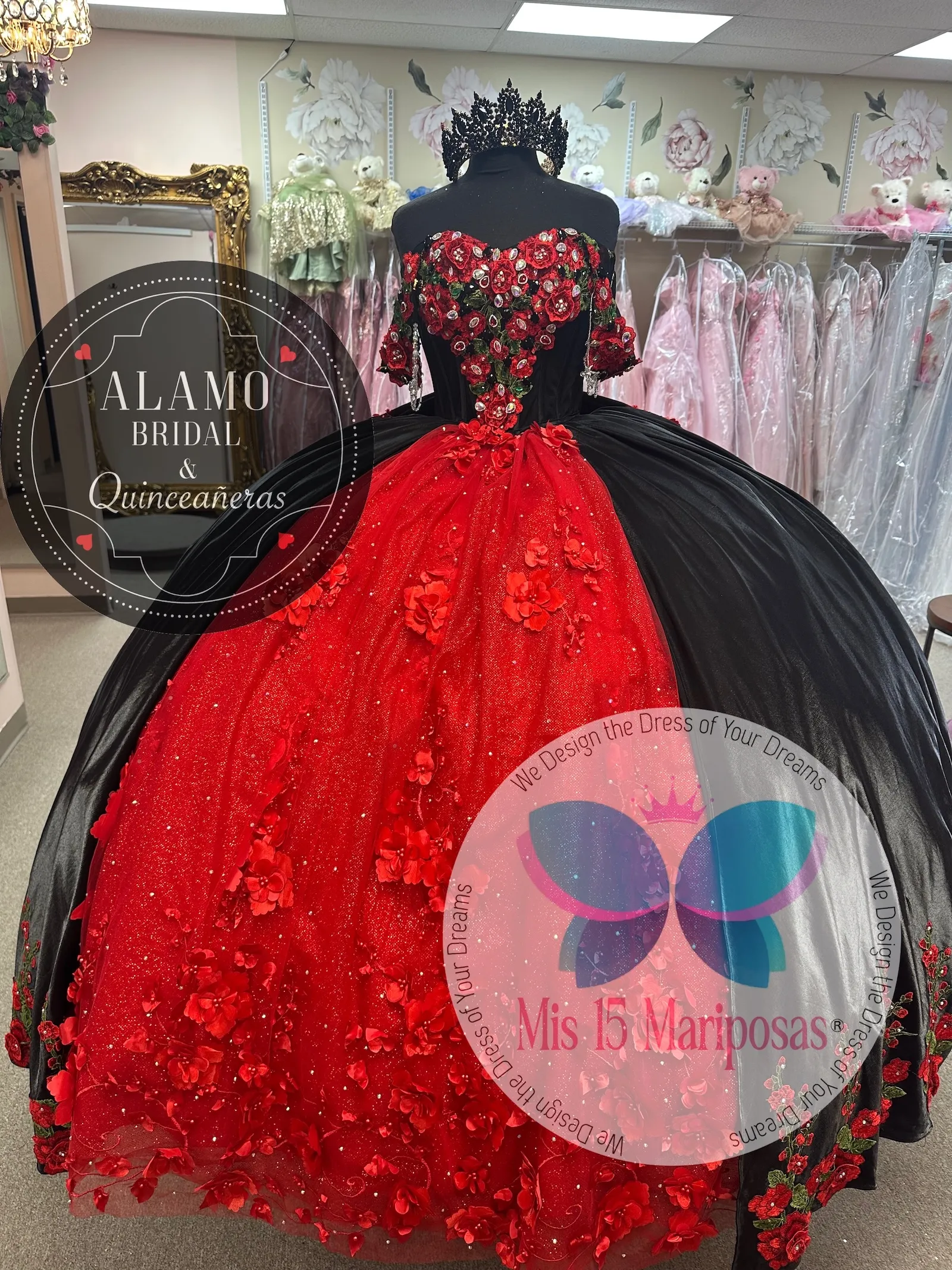 red and black charro dress